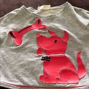 Kids Gray Sweatshirt with Pink Dog Graphic